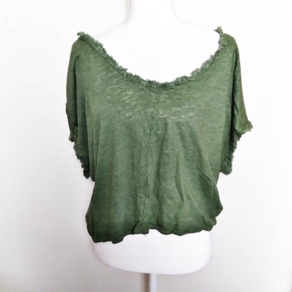 Free People Tops - We the Free Raw Edge Green Crop Top Small